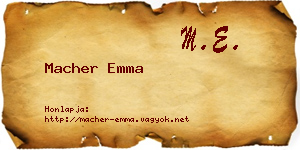 Macher Emma névjegykártya